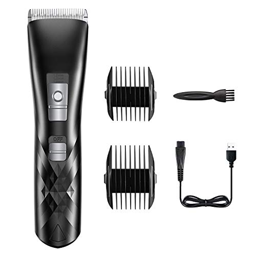 Babacom Haartondeuse Set, Draadloze Oplaadbare Baardtrimmer Elektrisch Scheerapparaat voor Mannen, Waterdichte Tondeuse met LED-display & 2 Geleidskammen (4 Verstelbaar Niveau) voor Familiegebruik
