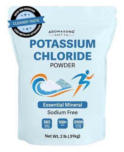 Aromasong Potassium Chloride Powder 2 lb - Food Grade Salt Substitute for Cooking - Low Sodium Alternative | Electrolyte Potassium Powder Supplement for Mineral Balance & Hydration Support