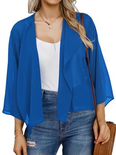 Image of Womens Summer Tops Short Shrugs Kimono Cardigans Casual Chiffon Bolero Jackets 2026