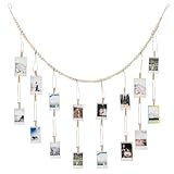 Fukaisu Boho Style Fotowand mit Clips, Fotogirlande mit 48 Clips für Schlafzimmer Wohnzimmer Büro Studentenwohnheim Dekor Teenager