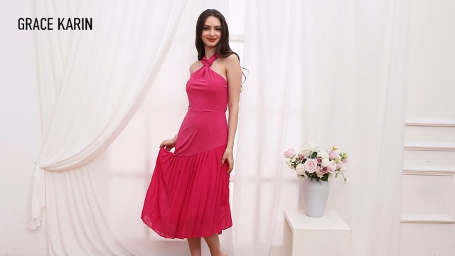 grace karin pink dress Bright pink always stands out nicely. This sleeveless collared dress pairs  well with pink heels for a full matching outfit. #GraceKarin  #GraceKarinClothing #ColorCombo #PinkDress #SleevelessDress #CollaredDress  #elegantstyle