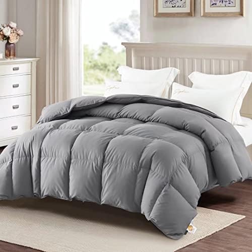 Globon Goose Down Comforter King Size,Medium Weight Duvet Insert for All Season ,45OZ,650 Fill Power ,100% Cotton, Medium Warmth with Corner Tabs,