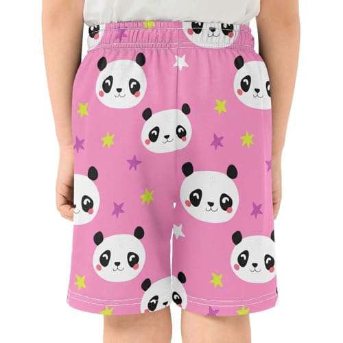 J JOYSAY Panda Star Pink Boys Athletic Shorts Kids Youth Casual Shotrs with Elastic Waistband Pockets3