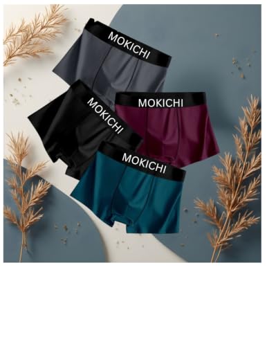 Image of Men's Premium Ice Silk Boxer Briefs for Men | Ultra Soft, Breathable, Stretchable, Moisture-Wicking Trunks | Comfortable Mid-Rise Innerwear with Elastic Waistband Pack of 4