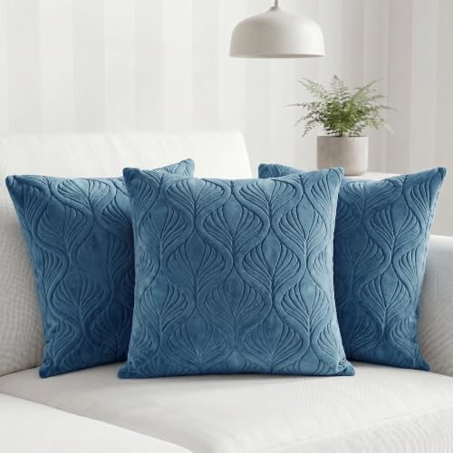 Image of Yellow Weaves Jacquard Cushion Covers | Sofa Cushion Covers | Throw Pillow Cover for Sofa, Couch, Living Room| Removable & Washable | 16x16 Inches, Set of 3 (Teal Blue)