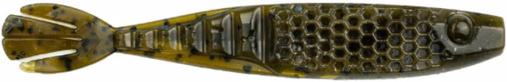 NetBait HexTek Whip Tail Shad | Soft-Plastic Shad Trailer | Texture & Quivering Tail Action | Green Pumpkin, 4 1/4-Inch
