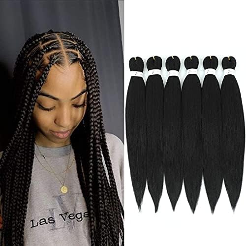 Pre-stretched Braiding Hair Ombre Brown 26 inch 6 Packs Professional Kanekalon Synthetic Fiber Itch Free Crochet EZ Braids Yaki Texture Knotless Braiding Hair Extensions (1B/30/27)