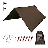 KALINCO 10X10FT/10X15FT,Tent Tarp,Picnic Mat Camping Tarp Tent Hammock Tarp, pu Waterproof Camping tarp Tent Rain Fly Picnic Mat Survival Shelter Sunshade（Coffee）