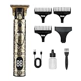 RYAYPOW Maquina de Cortar Pelo Hombre Profesional, Cortapelos Inalámbrico con Pantalla LED, Cuchilla T de Titanio, Carga USB Tipo C, Recortadora de Barba y Cabello 120 min Uso, Afeitadora Eléctrica