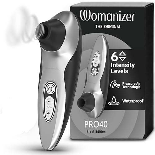 Womanizer Pro40 Clitoris Vibrator Sex Toy | Clit Stimulator with 6 Suction Speeds | Vibrating Dildo Adult Toys for Women | Clit Sucker Sexual Pleasure Tools for Women | Personal Massager | Black