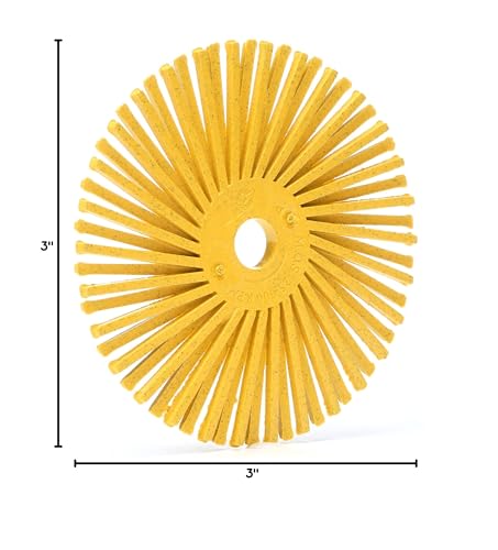 Image of Cubitron Scotch-Brite Radial Bristle Disc, Ceramic, 20000 RPM, 3 Diameter, 80 Grit, Yellow (Pack of 10)