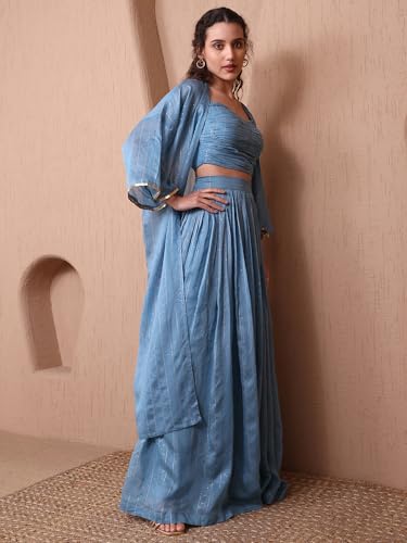 Image of PURVAJA Women's Maxi Fit & Flare Viscose Ethnic Co-Ords