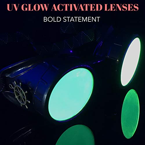 umbrellalaboratory Steampunk Victorian Goggles UV Glow in The Dark Rave Glasses Neon Green Lenses steampunk buy now online umbrellalaboratory Steampunk Victorian Goggles UV Glow in The Dark Rave Glasses Neon Green Lenses steampunk buy now online