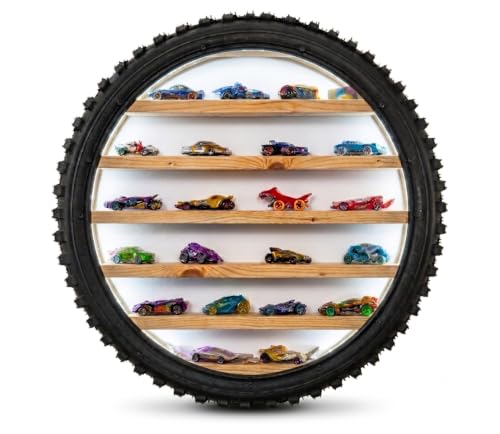 Image of Wooden Wall Shelf Display Rack for 1:64 Scale Die-Cast Cars, White