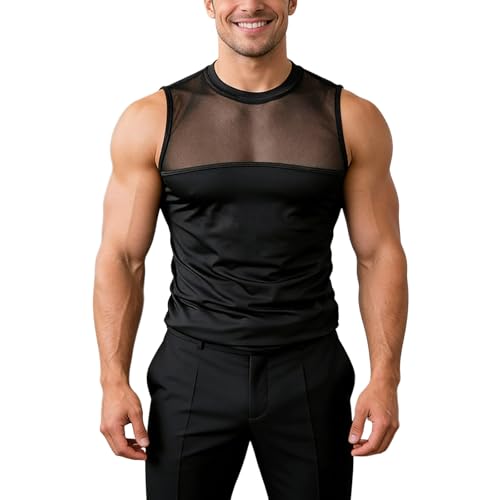 Débardeur homme coton col rond marcel classique de sport ajusté stretch