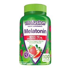 vitafusion Max Strength 10 mg Melatonin Gummies, Strawberry Flavored, Adult Melatonin Gummy Vitamin Supplement, 100 Count, 50 Day Supply