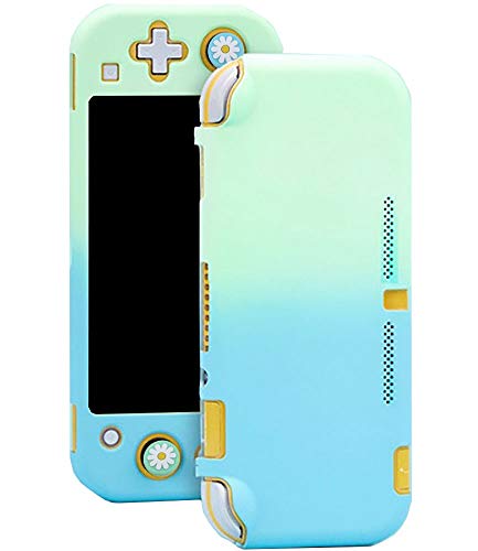 任天堂スイッチライト専用ハードカバー switch lite ジョイコンスティックカバー2個付 花 パステル スティックカバー joy-conキャップ Nintendo ケース 可愛い かわいい カワイイ キッズ ミント×ブルー