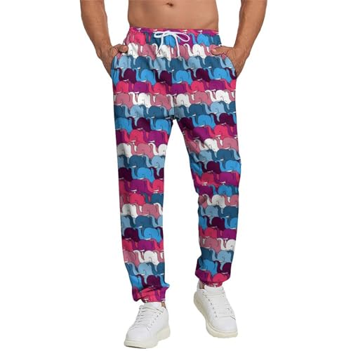 Prowinly Mens Color Elephant Sweatpants Lounge Pants Comfy Jogger Pants Lightweight Casual Trousers with Pocket XL