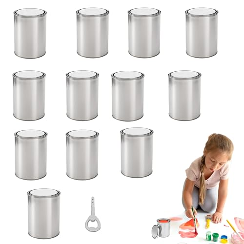 DzpKrka 12 Pieces Metal Paint Pail, 500ml Tinplate Paint Pail With Lid, 3.2 X 3.7 Inches Unlined Paints Cans, Storage Unlined Paints Pails Containers, Multipurpose Metal Empty Cans For Arts And Crafts