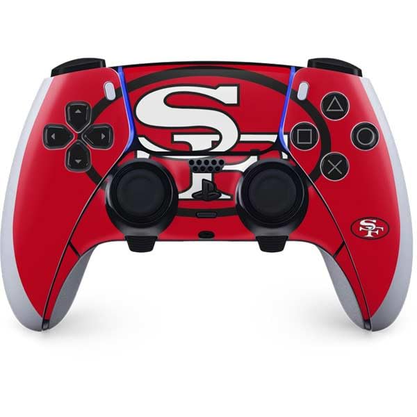 Vista 9 de Skinit Decal Gaming Skin Compatible with PS5 DualSense Edge Pro Controller - Officially Licensed NFL San Francisco 49ers Double Vision Design Negro