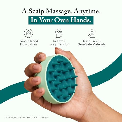 Image of Nimzo Silicone Scalp Massager Shampoo Brush | Hair Massager for Hair Growth, Dandruff Removal, Blood Circulation | Exfoliate (Green & Teal)