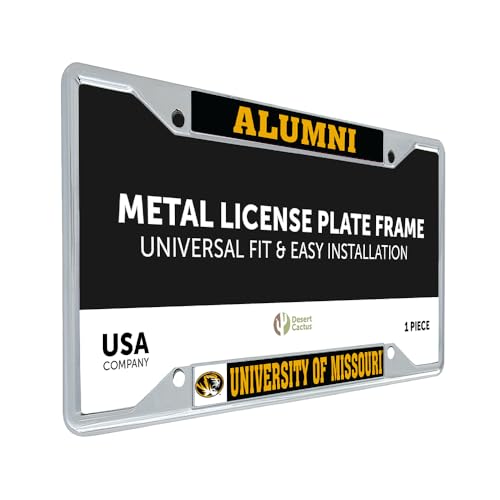 Desert Cactus University of Missouri Car Accessories MU Mizzou Tigers Metal License Plate Frame for Front or Rear of Car (Alumni Black)