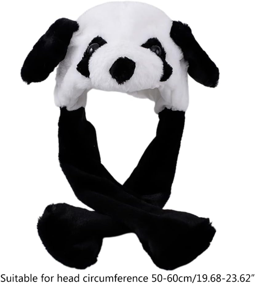 Panda Hat with Ear Moving Jumping, Funny Cosplay Hat Cap for Girls,Cute Soft Plush Panda Headdress in Christmas/New Year Party - Image 4