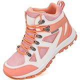 R CORD Girls Hiking Boots Kids Hiking Boots Outdoor Walking Tennis Boots Waterproof Non Slip Fashion Sneakers Peach 12 Little kid