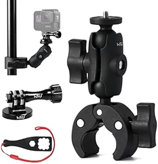 HSU Super uchwyt zaciskowy z aluminiowym adapterem mocowania statywu, obrót o 360° motocykl rower uchwyt na kierownicę klips do GoPro i innych kamer sportowych