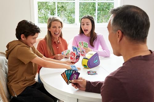 UNO, Jogo de Tabuleiro Flip Attack com 112 Cartas e um Atirador de Cartas, Para Crianças, Adultos &