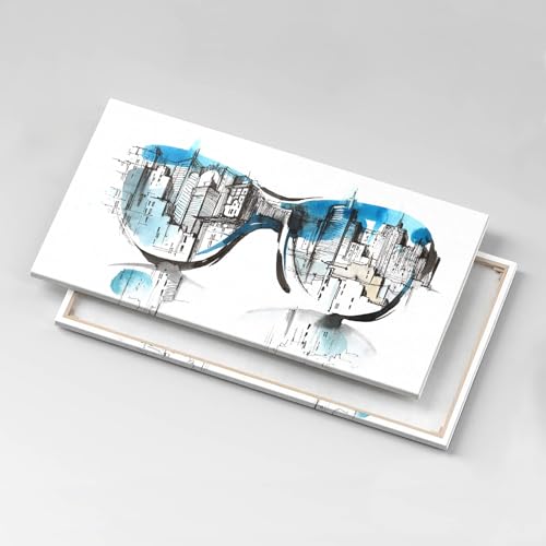 Tableau Ville à lunettes - Image sur Toile 120x60cm Wallfluent