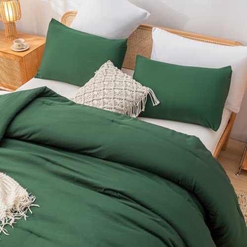 Weigelia Queen Comforter Set Boho Emerald Green Comforter With 2Pillowcases Soft Microfiber Dark Green 3 Piece Bedding Comforter Set For All Season #TOP3