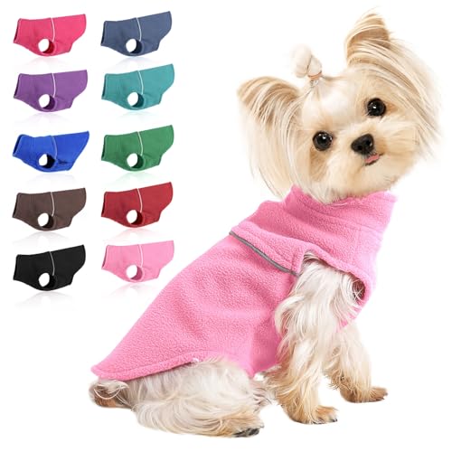 Image of Dog Clothes for Small Dogs Fleece Vest Dog Sweater Boy Girl, Warm Pullover Fleece Doggie Jacket, Winter Pet Ourfit Chihuahua Sweater - Yorkie Clothes (Pink, Small)