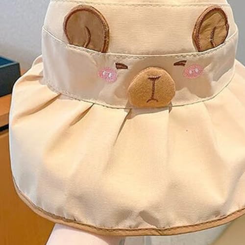 Kids Sun Hat Capybara Bucket Hats Uv Protection Hats Summer Outdoor Cap Adjustable Beach Cap Bucket Hat Kids Wide Brim Beach Cap for Toddlers 2-9 Years4