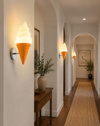 Image of Ice Cream wall lamp Spiral Cone Decorative wall Light Fixture, DIY Lighting Fixtures for Kitchens, Dining Rooms and More(Orange)
