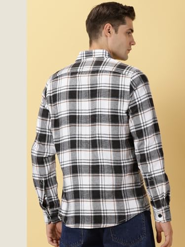 Image of Thomas Scott Men's | Checks | Full Sleeve | Regular Fit | 100% Cotton | Double Pocket | Spread Collar | Casual Shirt