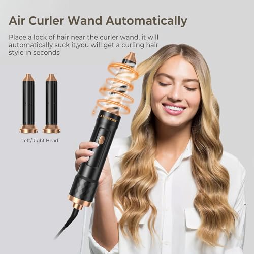 1000W Hot Air Styler 6 in 1 Hair Styler Hot Air Brush Set, Ionic Hair Styler with Hair Dryer, Round Brush Hair Dryer, Hair Dryer Brush, Hot Straightening Brush, Air Styler Thermal Brush Hair Dryer Set - Image 3