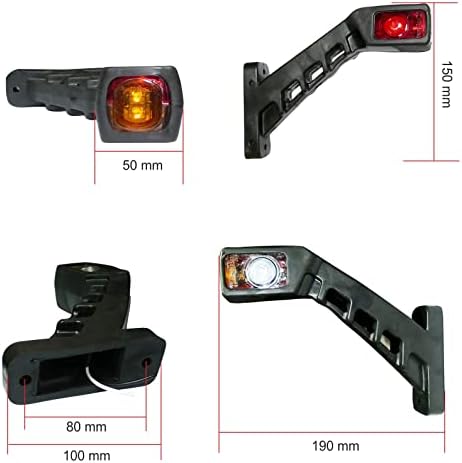 2X 12V 24V STALK OUTLINE LED SIDE MARKER LIGHTS LAMPS TRUCK TRAILER CHASSIS