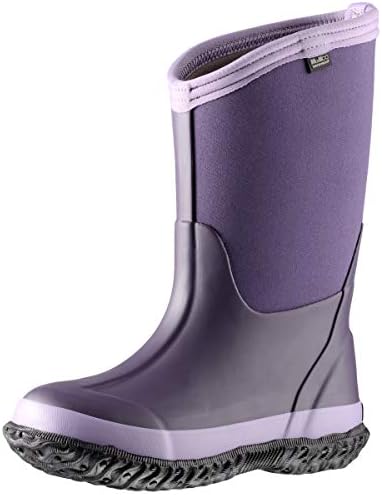 MCIKCC Kids Rain Boots, Waterproof Rubber Boots, Muck Boots for Toddler Boys Girls, Mid Calf Lightweight for Garden Fishing Farm, Dark Purple Size 8