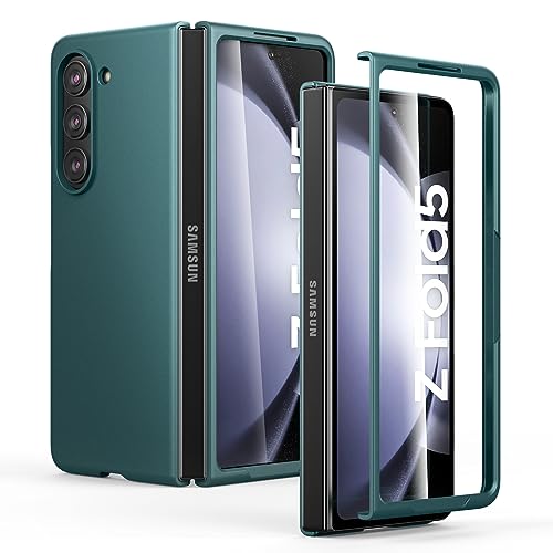 Cresee Case for Samsung Galaxy Z Fold 5 with Built-in Front Screen Protector, Slim Hard PC Cover Phone Case for Galaxy Z Fold5 (2023) Green