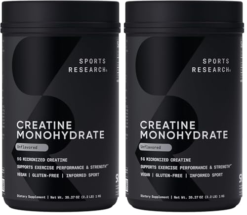 Sports Research Creatine Monohydrate Micronized Powder 35.27oz (2-Pack)