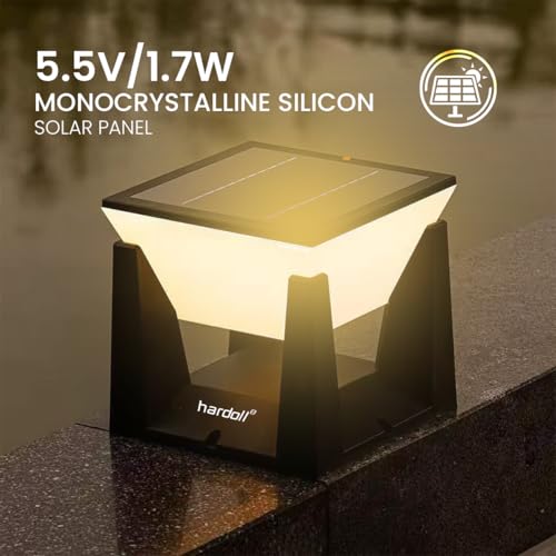 Image of hardoll Solar Gate & Garden Outdoor Lights for Home 3000mAh Battery, Mono Solar Panel, IP54 Waterproof, 20 LEDs, 3 Color Modes (Warm /Cool /Neutral), Dusk-to-Dawn 10-12h Pillar Lamps (Pack of 2)
