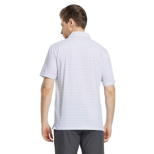 Image of M MAELREG Mens Golf Shirt Short Sleeve Dry Fit Print Moisture Wicking Performance Patterns Collared Polo Shirt