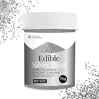 Silver Dust Edible Glitter 25g - LARGE POT - Edible Cake Decorations - Edible Glitter for Drinks, Cake Icing, Muffins, Baking Decorations - Silver Sparkle