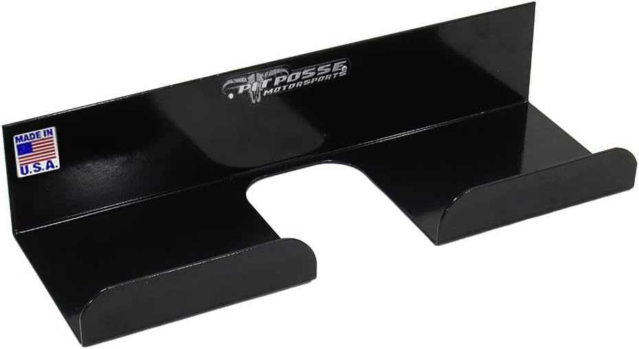 Pit Posse 607BK Push Broom Hanger Rack Holder Garage Storage Organizer-Made in USA- Enclosed Cargo Race Car Trailer Automotive Shop Accessory Aluminum (Black)- Toy Hauler, 5th Wheel, Snowmobile