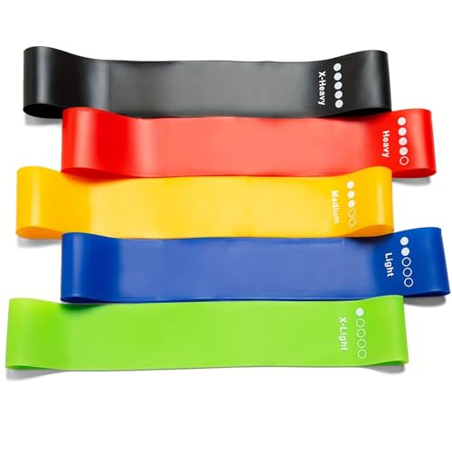 Image of ENZAMOL Unisex Pack of 5 Different Levels Theraband for Exercise Band for Home & Gym Resistance Bands for Workout Free Carrying Bag Resistance Tube Resistance Band for Exercise Stretch Band