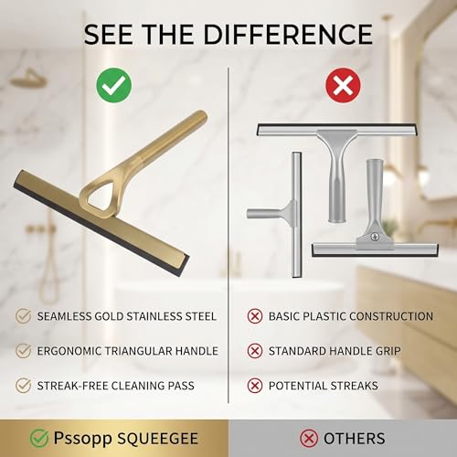 Image of Stainless Steel Squeegee Tools, Window Glassware Household Bathroom Squeegees Mirror Artifact Glass Brush for Scratch Glass Cleaner Gold Tile Ceramic Shower Squeegees