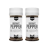 Lillie's Q - Brisket Pepper BBQ Rub, Cracked Pepper BBQ Rub, Traditional Texas-Style Brisket Barbeque Rub, Large Pepper Grind Size, Perfect Barbeque Seasoning for Brisket, Beef, Lamb (3.6 oz, 2-Pack)
