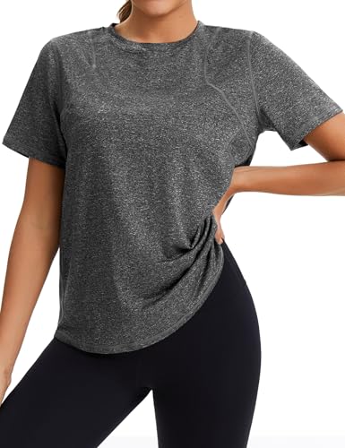 Gyabnw Sportshirt Damen Kurzarm Rundhals Funktionsshirt Oberteile Atmungsaktiv Leichtes Sport Damen Top Für Fitness