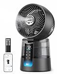 DREO TurboCool Misting Fan 516S, 150°+30° Omni-directional Oscillating Smart Cooling Fans that Blow Cold Air, 26 ft/s, Ultrafine Mist, 20dB, 1.3L, 6 Speeds 2 Modes, Remote & APP Control, Indoor, Grey